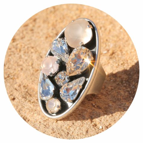Silberner Ring EIGHTY silk & ivory