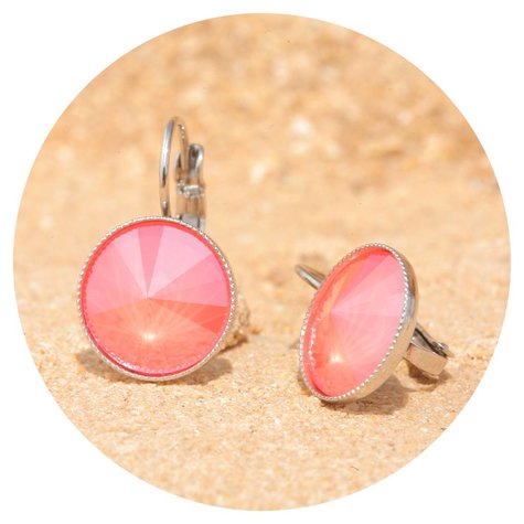 Silberner Ohrring Rivoli in light coral