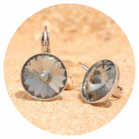 Silberner Ohrring Rivoli in black diamond