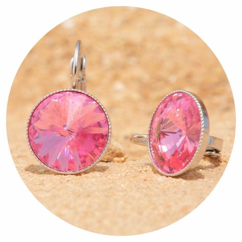 Silberner Ohrring Rivoli in rose