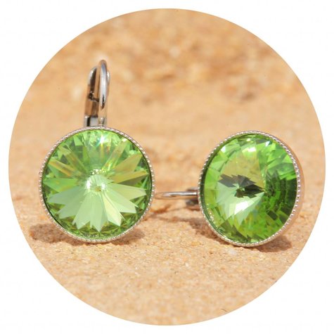 Silberner Ohrring Rivoli in peridot