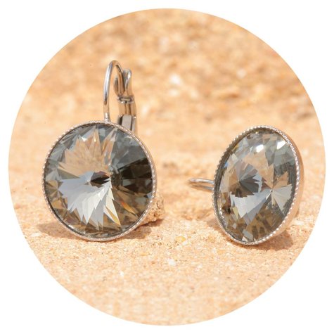 Silberner Ohrring RIVOLI G black diamond