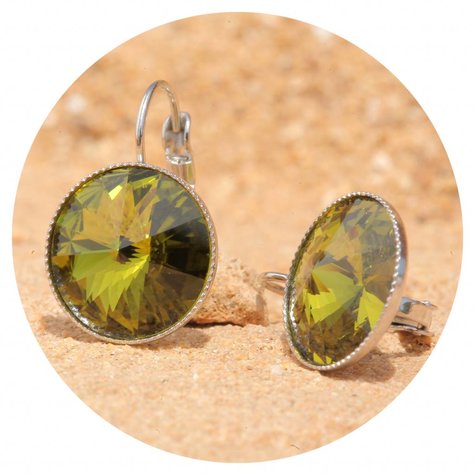 Silberner Ohrring RIVOLI G Olivine