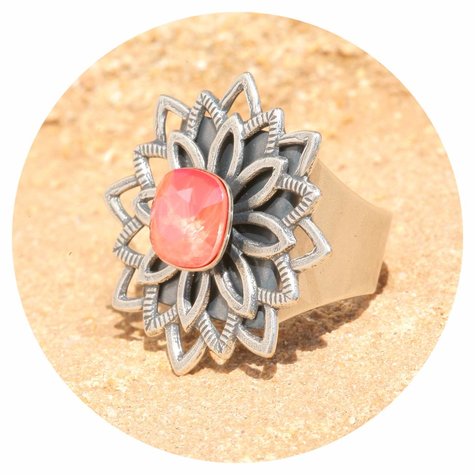 Silberner Ring ORNA light coral