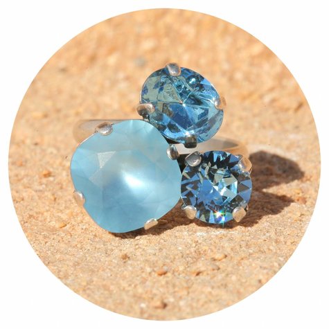 Silberner Ring TROIS aquamarine