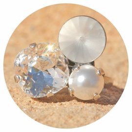 Silberner Ring TROIS 47 pearl