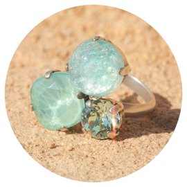 Silberner Ring TROIS 12 mint patina