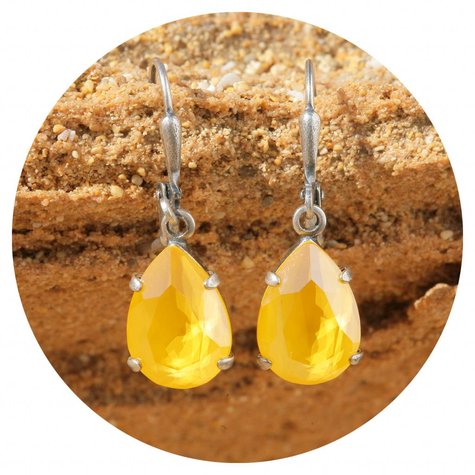 Silberner Ohrring DROP crystal buttercup