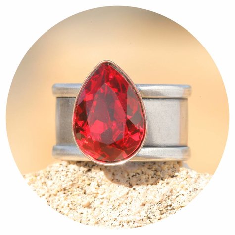 Silberner Ring GRIMA scarlet