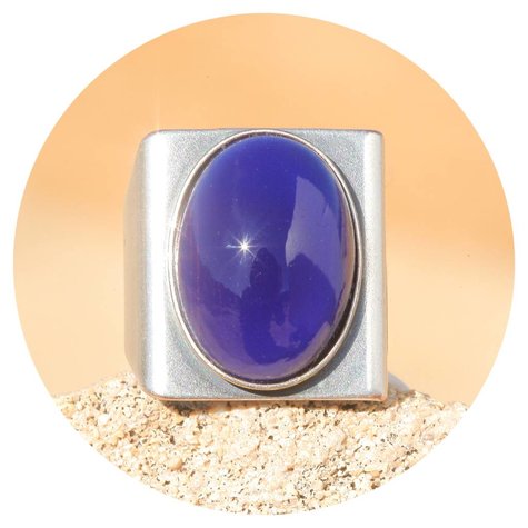 Silberner Ring MOVIDA royal dark blue