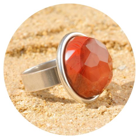 Silberner Ring ME rostrot
