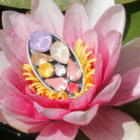 Silberner Ring EIGHTY lilac pastel mix