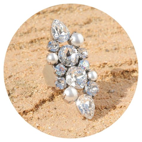 Silberner Ring WINDSOR crystals & pearls