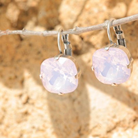 Silberner Ohrring CARRÉ rose water opal