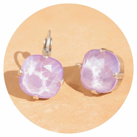 Silberner Ohrring CARRÉ crystal lilac