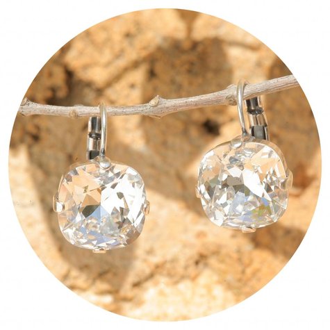Silberner Ohrring CARRÉ crystal