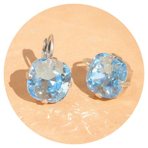 Silberner Ohrring CARRÉ aquamarine