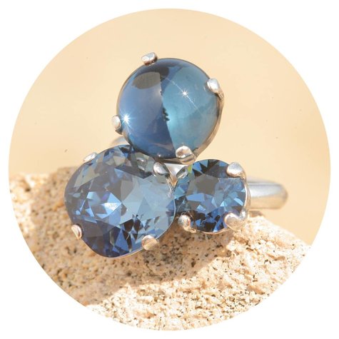 artjany Ring mit crystals im denim blue mix