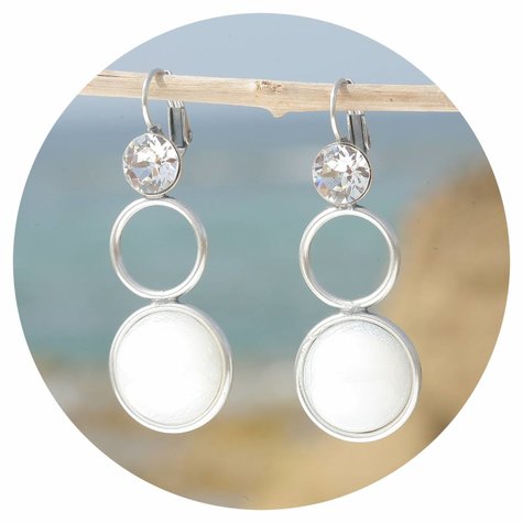 artjany Ohrhänger mit einem Cabochon  & einem Kristall in weiss