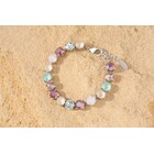 Silbernes  Collier mit crystals in einem pearl mix