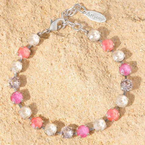 Silbernes Armband TENNIS  light coral peony mix