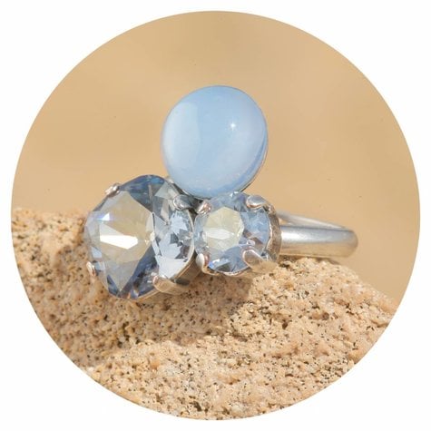 Silberner Ring TROIS12 light blue