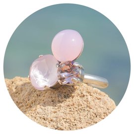 Silberner Ring TROIS rose opal