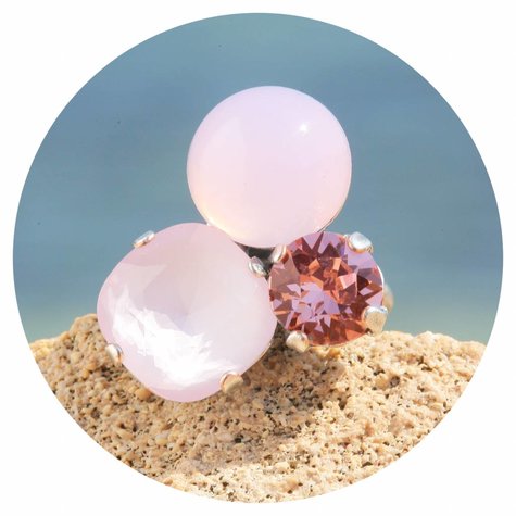 Silberner Ring TROIS rose opal