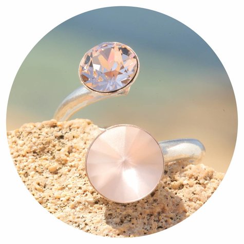 artjany Ring mit geschliffenen Kristallen in vintage rose matt