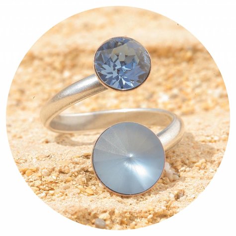 artjany Ring mit geschliffenen Kristallen in denim blue