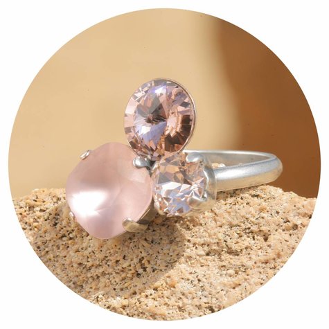 artjany Ring mit geschliffenen Kristallen vintage rose