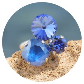 Silberner Ring TROIS 47 sapphire