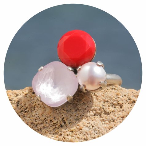 Silberner Ring TROIS pearl rose