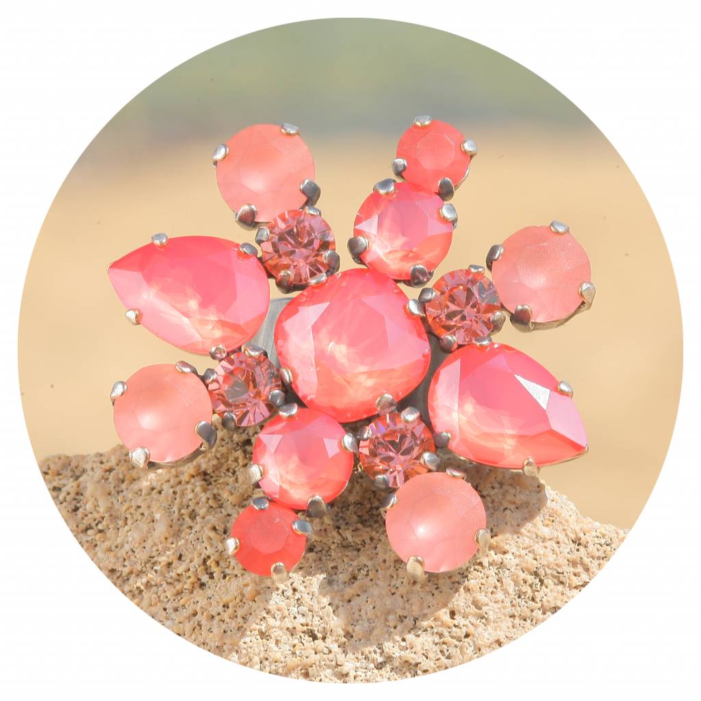 artjany Ring mit crystals in light coral mix