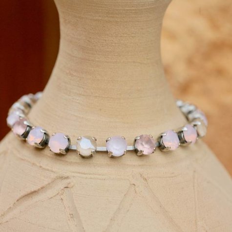 Silbernes Armband TENNIS  ivory  rose mix