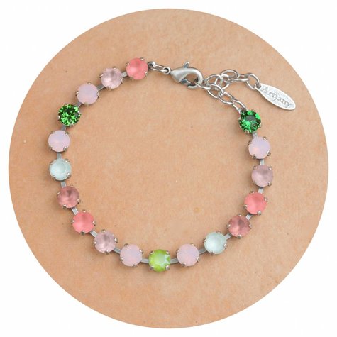 Silbernes Armband TENNIS green blush rose mix