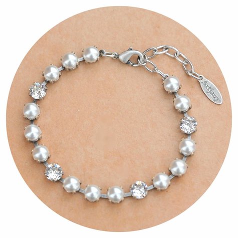 Silbernes Armband TENNIS pearl mix