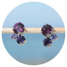 Silberne Ohrstecker Trois amethyst mix