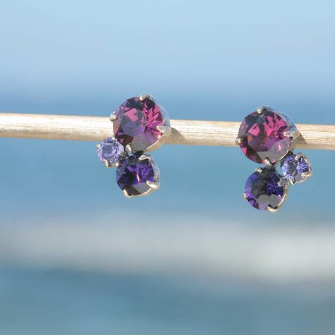 Silberner Ohrstecker TROIS amethyst mix