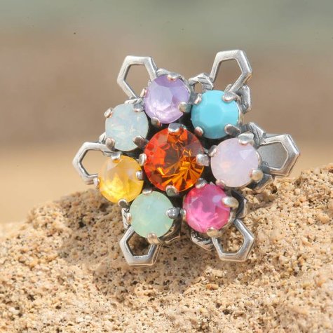 artjany Ring mit Kristallen im opal bunt mix