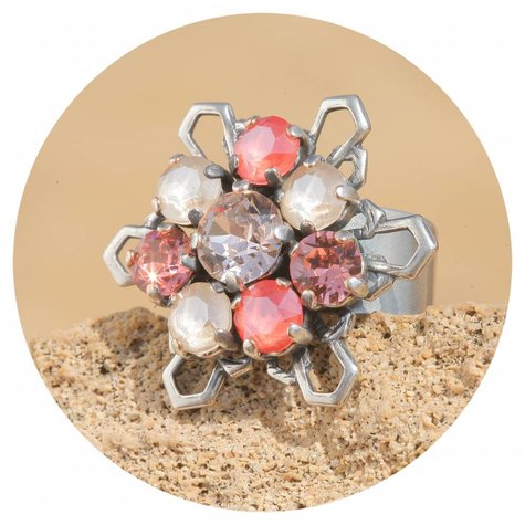 artjany Ring mit Kristallen im coral ivory mix