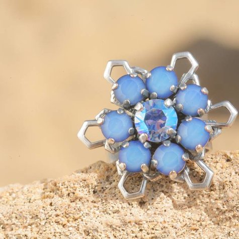 Silberner Ring FLEUR sky blue shimmer