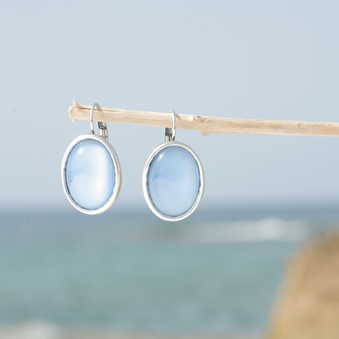 Silberner Ohrring MOVIDA seidenhellblau