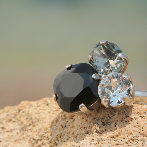 Silberner Ring TROIS blackjet