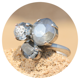 Silberner Ring TROIS  grey patina