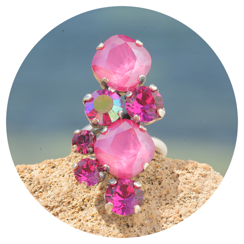 artjany Ring mit Kristallen in einem peony pink mix