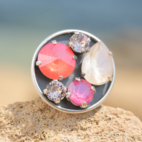 Silberner Ring SIXTY ivory coral pink mix