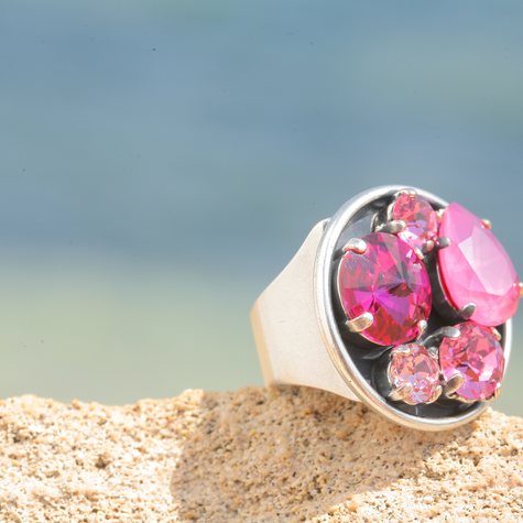 Silberner Ring SIXTY peony pink mix