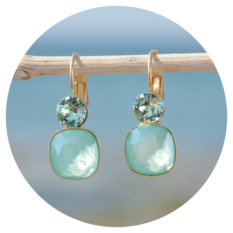 artjany Ohrhänger mit Kristallen im mint green mix