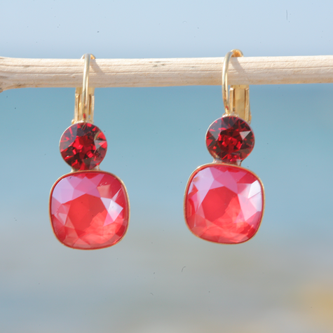 Goldener Ohrring SONPETITE royal red mix